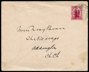 THE SHACKLETON EXPEDITION: 1908 (Feb.3) envelope with "BRITISH ANTARCTIC EXPEDITION 1907" printed on the back flap, sent to Christchurch with a 1d King Edward VII Land adhesvive (SG.A1) tied by the "BRIT. ANTARCTIC EXPD" datestamp. This envelope was part 