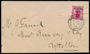 BRITISH ANTARCTIC EXPEDITION 1910-1913: 1912 (Mar.3) envelope bearing the 1d VICTORIA LAND stamp tied by "BRIT. ANTARCTIC EXPD" datestamp and addressed to Lyttleton, New Zealand. The "3 MR 12" datestamp was only used on mail from those expedition members 