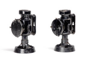 GUNNERS LAMPS: A pair of WW1 period artillery siege lamps with Defence Department stamps. 20cm