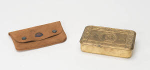 WW1: Christmas 1914 cake tin; plus Anzac wallet printed inside "Anzac Buffet, XMAS 1918".