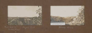 GALLIPOLI photographs. Two window mounted silver gelatin photographs with captions "Turk shell on Walkers ridge. Popes Post", & "Bloody Angle". 19.5 x 11.5cm each