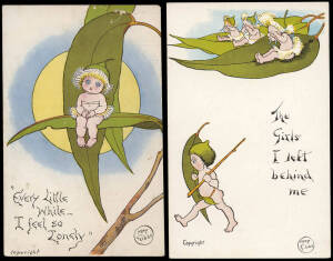 MAY GIBBS: c1914-18 The Gumnut Series #6 "The Girls I left behind me" & #10 "Every Little While - I feel so Lonely". Fair/VG condition.&nbsp;