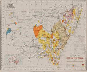 Group of maps including Australian states, N.S.W. mineral map circa 1926. (15 items)