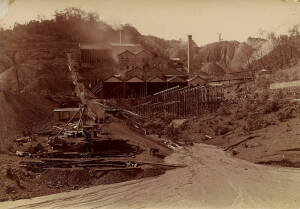 Eleven original silver gelatin photographs of Mount Morgan Open Cast Mine, Queensland pre-1908 (when the railway was built), 15cm x 11cm.