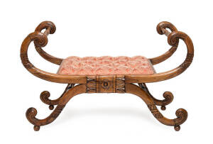 An early Anglo-Indian padouk window seat in a late Regency style, c1840