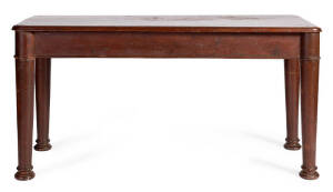 An early Australian cedar ships campaign style table with detachable legs on brass threads. Early to mid 19th century. Height 77cm, width 150cm, depth 56cm