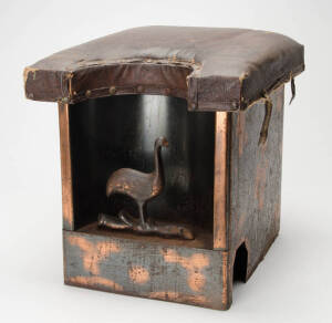 Pair of fuel boxes in the art deco style adorned with kangaroo and emu circa 1920's. Height 33cm, width 30cm, depth 38cm.&nbsp;
