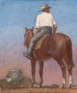 ALLAN THOMAS BERNALDO (1900-1988), Outback Rider, watercolour, signed 'Allan T Bernaldo' lower left, 33 x 27.5 cm