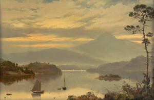 JAMES HAUGHTON FORREST (1826-1925), Tasmanian River Scene with Sailing Boats, oil on board, 29 x 44 cm