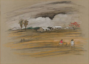 ELIZABETH DURACK (1915 - 2000) The First Storm pencil and gouache on paper 49 x 35cm&nbsp;&nbsp;