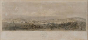 WJ LOWRY, View of Melbourne, Port Phillip, dedicated by permission to the honourable Governor La Trobe, engraving, 17 x 50.5 cm