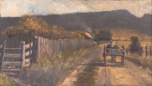 AUSTRALIAN SCHOOL, The Dray Returning Home circa 1905, oil on canvas, 29.5 x 52 cm