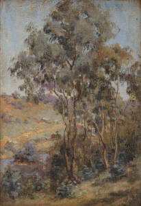 ESTELLE MARY (JO) SWEATMAN (1872-1956), Through the Trees, oil on canvas, initialled 'JS' lower right, 35 x 24.5 cm