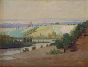 WILLIAM FREDERICK LONGSTAFF (1879-1953), Meandering River, oil on canvas on board, signed 'WILL LONGSTAFF' lower right, 29.5 x 39.5 cm