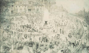 NORMAN LINDSAY (1879-1969): "Castle Fanfrolico" No.14 &nbsp;etching, pencil signature & title lower margin, c1927. 40 x 25cm