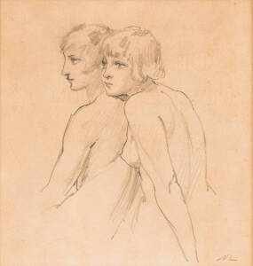 NORMAN ALFRED WILLIAMS LINDSAY (1879-1969), The Sisters, pencil, initialled 'NL' lower right, titled on certificate of authenticity by Lin Bloomfield verso, 18 x 75 cm