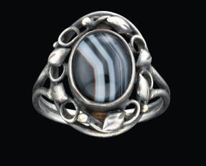 A silver and banded agate ring, Rhoda Wager, Sydney. (Reference p.113 Australian Jewellery, 19th & 20th Century, Anne Schofield, Kevin Fahy)