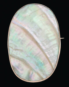 A gold and mother of pearl brooch, Charles. R. Forster, Melbourne, circa 1900, width 5cm.