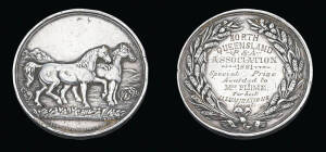 A silver medal, Evan Jones, Sydney, inscribed NORTH QUEENSLAND P & A Association 1881, Special prize awarded to Mrs Plume, for Best Illuminations, local' diameter 4.5cm.&nbsp;