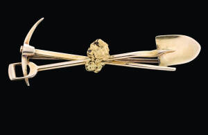 A goldfields brooch, Larard and Son, Melbourne, circa 1895, marked 15ct, registration mark and makers mark, length 4.8cm.&nbsp;(Reference p.146 Australian Jewellers, Cavill, Cocks & Grace)