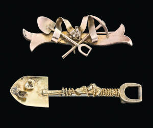 Two goldfields brooches, length 5.5cm and 4.4cm.