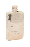 HIP FLASK: Sterling silver by Stokes & Ireland Ltd. of Chester, circa 1896, engraved "Sir T.N.FitzGerald. Melbourne 10.3.00". Thomas Naghten FitzGerald was the first Australian knighted for medicine & practised in Londsdale Street in Melbourne. FitzGerald - 2