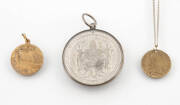 Badges & medallions including 9ct gold A.I.F "Rising Sun" brooch, 15ct gold medallion & "Royal Society" silver brooch. (8 items) - 2