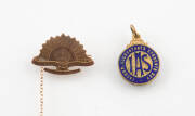Badges & medallions including 9ct gold A.I.F "Rising Sun" brooch, 15ct gold medallion & "Royal Society" silver brooch. (8 items) - 3