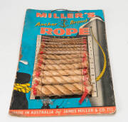 Point of sale advertising; Guardian cotton canvas tent, Miller's anchor brand rope, Chadwicks bucket handles (2) early to mid 20th century. 4 items.&nbsp; - 3