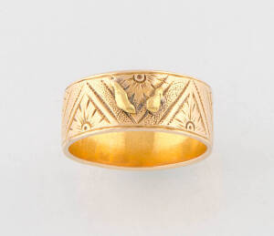 A gold band ring, Wendt, Adelaide, marked 18ct.