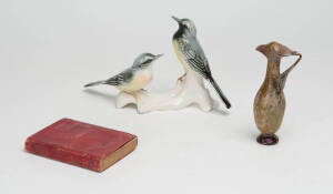 Parker Pen, "Punch" 1851 pocket diary, a Roman glass amphora 4th Century AD (14cm) & a German porcelain bird figure group.