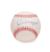 JOE DI MAGGIO, signed baseball; plus framed 1959 letter from New York Yankees to Joe DiMaggio re participating in Old Timers' Day.