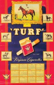 BALANCE OF SPORT COLLECTION, noted 1953 Turf cigarettes calendar & 1953 Capstan calendar (faults) both showing 1952 Melbourne Cup winner; signed mini bats (2) - one signed 1958 England, other signed 1979-80 Australia; c1960 Footscray doll.&nbsp;
