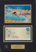 FRAMED ITEMS, noted signed displays of Susie O'Neill & Greg Chappell; print of 1862 cricket match; John Coleman poster. All framed, various sizes. - 3