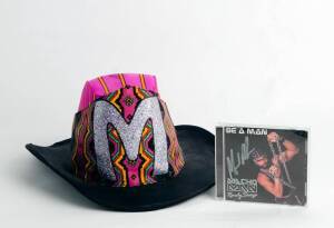 "MACHO MAN" RANDY SAVAGE, signature on ring worn hat; plus signed CD "Be A Man".