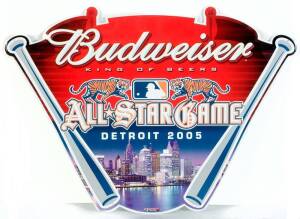 BASEBALL: 2005 All-Star Game - metal sponshorship signs for Pepsi & Budweiser; plus 2008 All-Star Game - Budweiser mirror.