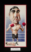 SIMON SCHNEIDER (Herald Sun cartoonist): set of four original caricatures - Tony Mundine, Lionel Rose, Johnny Famechon & Jeff Fenech, each signed by the artist, window mounted, framed & glazed, each about 36x52cm.