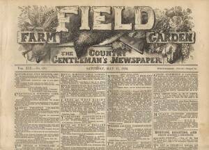 1862 ENGLAND TOUR TO AUSTRALIA: "Field - The Country Gentleman's Newspaper" (2 copies) with full-page reports of the first England tour to Australia. Very rarely seen in Australia - an historian's dream.