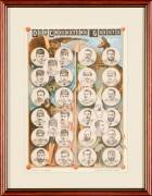 CRICKET DISPLAYS: 1884 lithograph "Our Cricketing Guests"; hand-coloured picture of Lord Hawke; J.B.Hobbs - 1930 signed letter window mounted with picture. All framed, various sizes. - 2