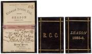 RICHMOND CRICKET CLUB, Member's Season Ticket for 1885-86, ticket  numbered "112", superb condition.