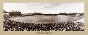 MELBOURNE CRICKET GROUND: Reprinted panoramic photograph "Second Test Match 1911-12, Melbourne Cricket Ground", window mounted, framed & glazed, overall 116x53cm.