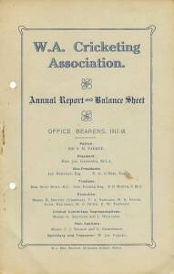 WACA: Group with Annual Reports for 1917-18, 1918-19 (3), 1919-20, 1942-43 (3), 1943-44 (2), 1944-45 & 1948 (4); plus Year Books for 1948-49 (11), 1970-71, 1976-77, 1978-79, 1979-80 & 1981-82. Fair/Good condition.