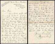 CHARLES MACARTNEY, signed letters (2) dated 1.7.28 from Cheshire, and Sept.9th 1930 from London, both regarding cutlery sets. Good condition. [Charles Macartney played 35 Tests for Australia 1907-26].