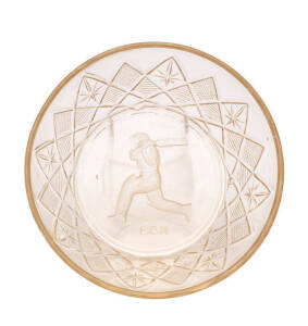 DON BRADMAN, "Don" glass bowl, with attractive scene of Don Bradman batting impressed into base, c1930. Fine condition. 