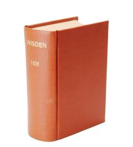 "Wisden Cricketers' Almanack" for 1936, rebound in brown cloth, preserving original wrappers. Fair/G.