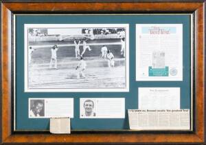 "THE TIED TEST", 1960 Australia v West Indies, 1st Test at Brisbane, display comprising action picture signed by Wes Hall & Richie Benaud (both faded), limited edition 582/1000, window mounted, framed & glazed, overall 88x62cm. With CoA.