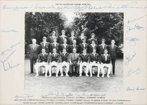 1972 AUSTRALIAN TEAM, official team photograph, with title "The 26th Australian Touring Team 1972", signed on mount by entire team, 21 signatures including Ian Chappell (captain), Keith Stackpole, Dennis Lillee & Doug Walters, framed & glazed, overall 42x