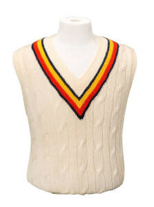 BRIAN LUCKHURST'S ENGLAND TEST JUMPERS (sleeveless), one in MCC colours from 1970-71 Ashes tour, other with Crown over Three Lions (home Tests), both with initials on labels. G/VG condition. [Brian Luckhurst played 21 Tests 1970-74].