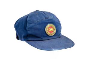 ROSHAN MAHANAMA'S SRI LANKA CRICKET CAP, baseball-style, blue with Sri Lankan Lion badge on front, signed inside by Roshan Mahanama. Good match-used condition. [ Roshan Mahanama played 52 Tests & 213 ODIs 1985-99].