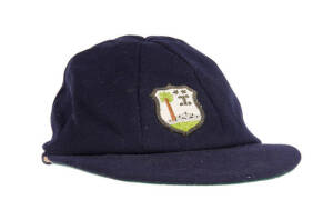 CLIVE LLOYD'S WEST INDIES TEST CAP, blue wool, wire embroidered West Indies badge on front, named inside "Clive H.Lloyd" and signed inside by Clive Lloyd. G/VG condition. [Clive Lloyd played 110 Tests & 87 ODIs 1966-85. He was Wisden's Cricketer of the Ye